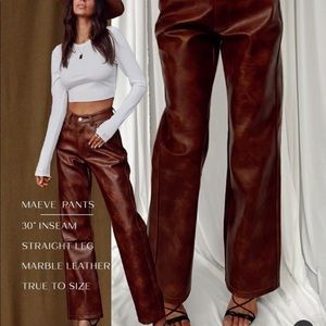 Faux leather brown pants